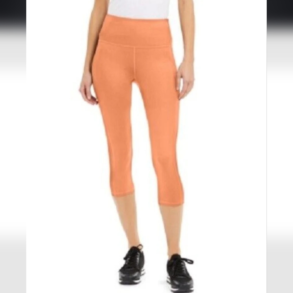 IDEOLOGY HIGH-RISE SIDE-POCKET CROPPED LEGGINGS ORANGE NEW XXL